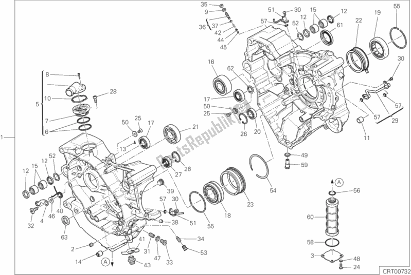 Todas as partes de 010 - Par De Meio Cárteres do Ducati Diavel Xdiavel S USA 1260 2016